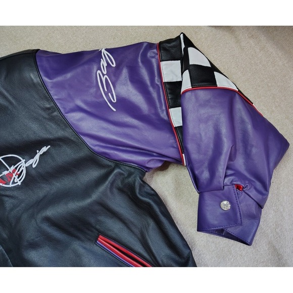 Vintage Jeff Hamilton Purple Leather Bomber Jacket Team Baja Men's Medium M - Picture 3 of 14
